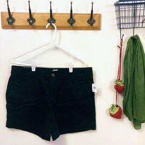 Gap Factory Black 5” Khaki Shorts Mid Rise Stretch Size 14